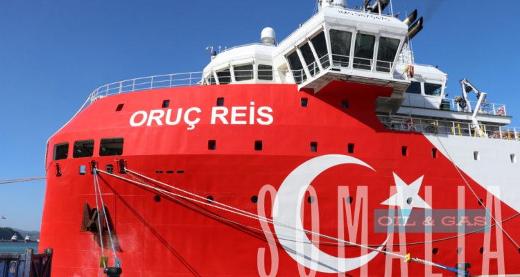 Turkish seismic research vessel Oruc Reis off Somalia's coast conducting oil and gas exploration, October 2024.