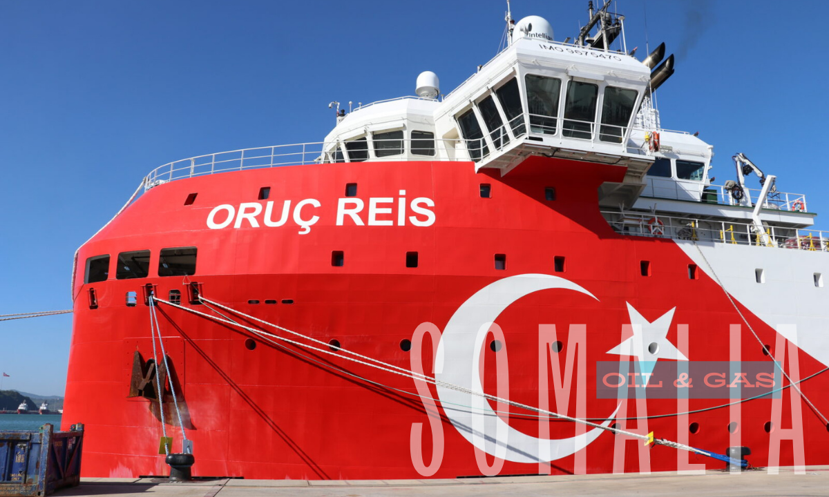 Turkish seismic research vessel Oruc Reis off Somalia's coast conducting oil and gas exploration, October 2024.