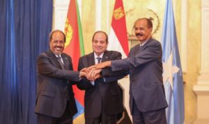 Leaders of Somalia, Eritrea, and Egypt at the Asmara Summit promoting regional cooperation and stability.(Photo via SONNA)